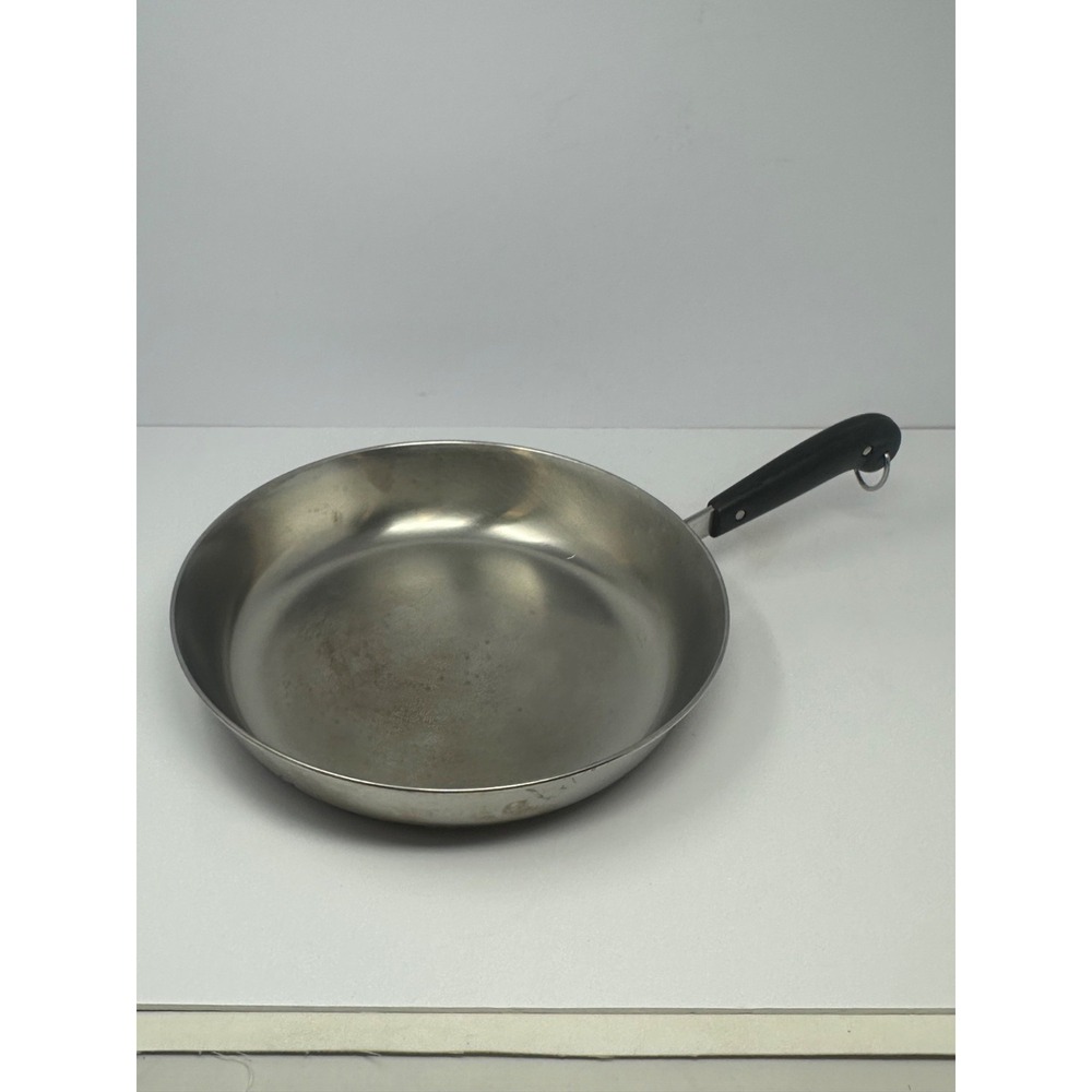 Vintage Revere Ware 12" Copper Clad Bottom Skillet Frying Fry Pan No USA V2